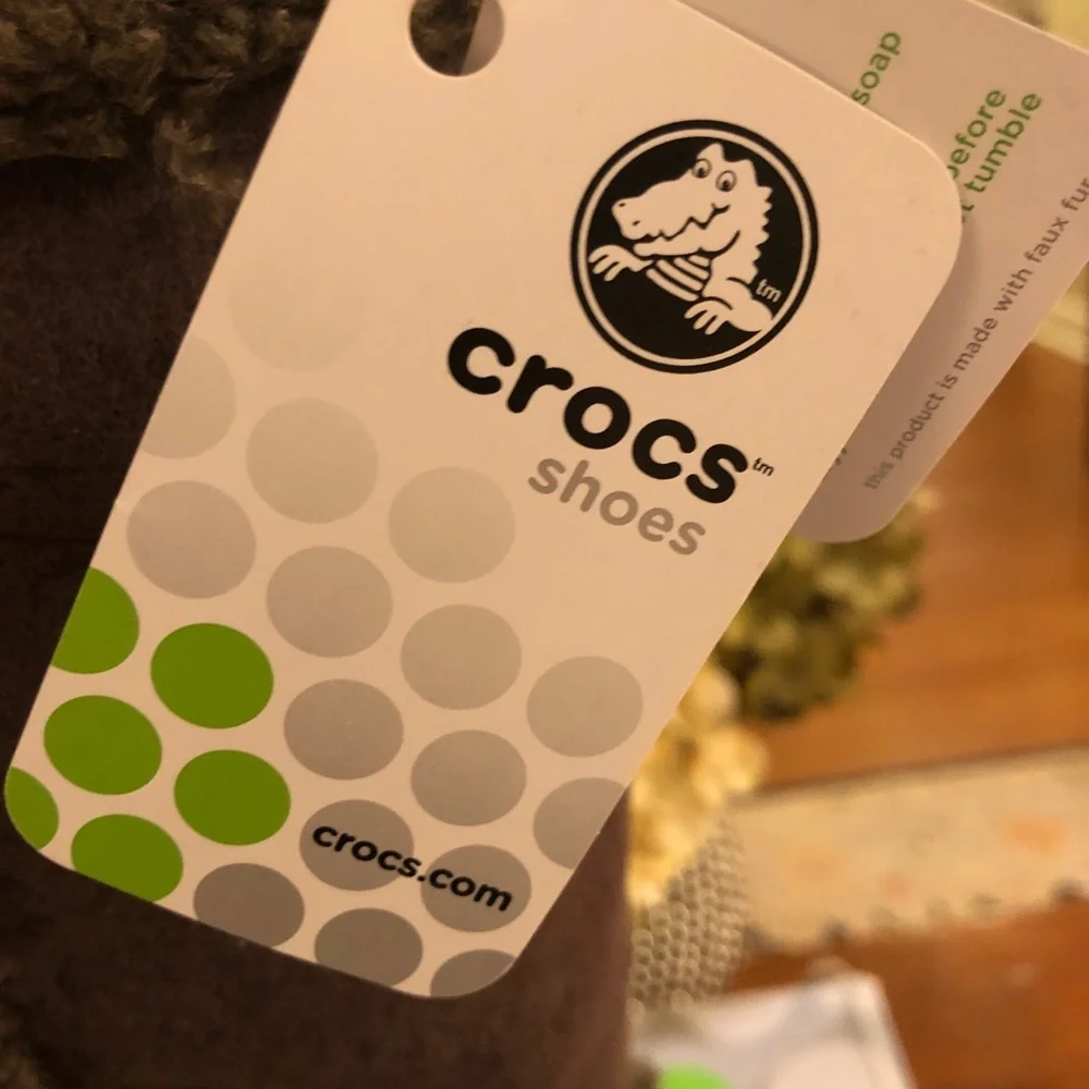 CROCS Dark Brown Fuzzy Lined Boots - Picture 7 of 8
